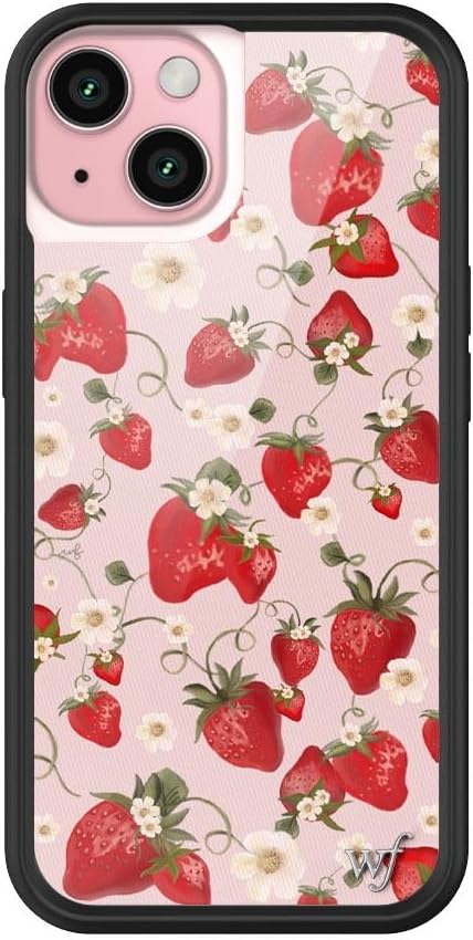 - Cases - Compatible with iPhone 15 | Protective Black Bumper, 6.5ft Drop Test Certified, Women Owned Small Business | Pink Red Fruit Trendy Coquette | Strawberry Fields