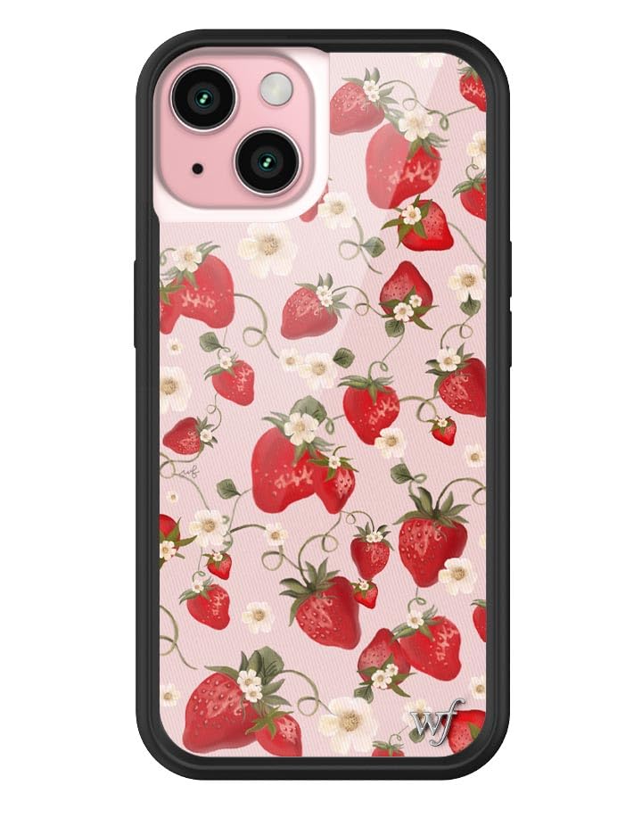 Wildflower Cases - Strawberry Fields Case Compatible with Apple iPhone 15 Pink Red Fruit Trendy Coquette - Protective