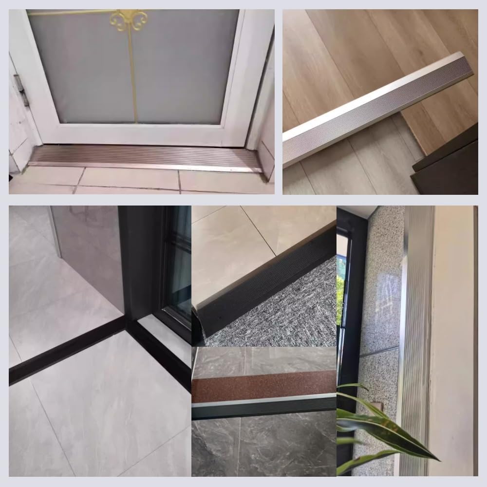 Door Threshold - Height Less Than 2in Cover 35in 39in Floor Transition Strips, Stainless Steel Strip, Edge Trim for Joining Flooring Gaps(Silver,L50cm/1.6ft)