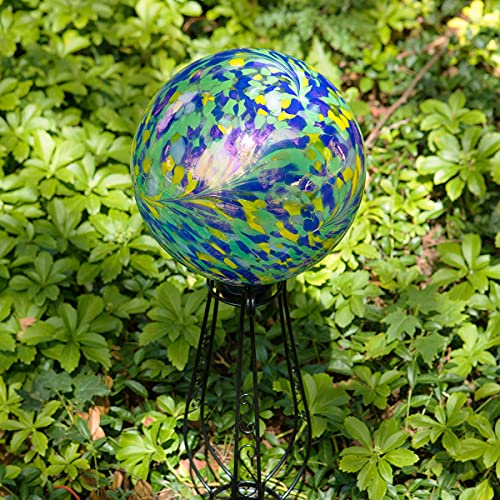 Echo Valley Products 8256 Iridescent Peacock Gazing Globe for Home, Garden, or Patio Decoration, Blue/Green/Yellow, 10 inches