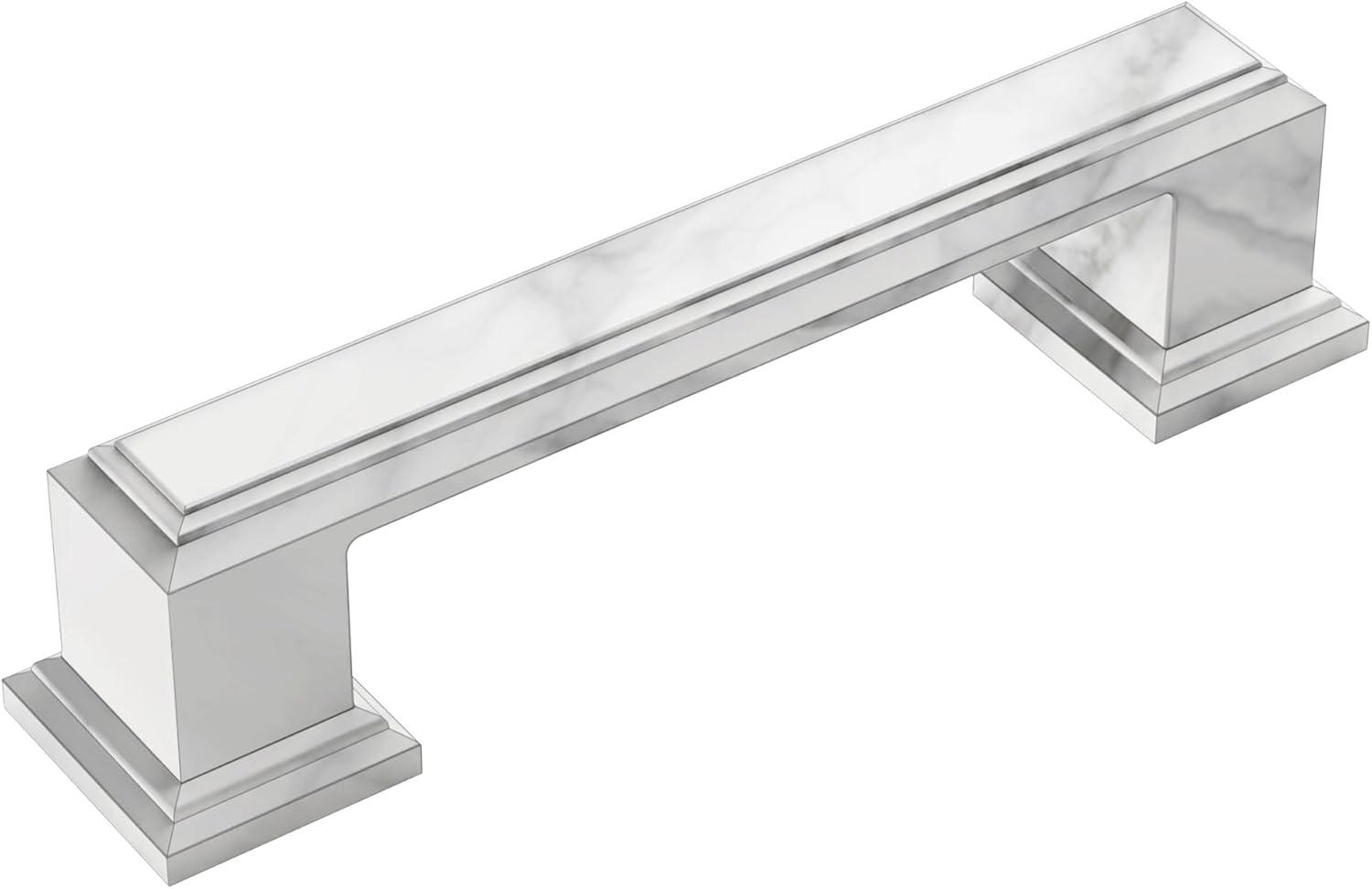 Alzassbg 6 Pack White Marble Zinc Alloy Cabinet Pulls, 3 Inch(76mm) Hole Centers Metal Cabinet Handles Kitchen Hardware for Cabinets AL3071WMB
