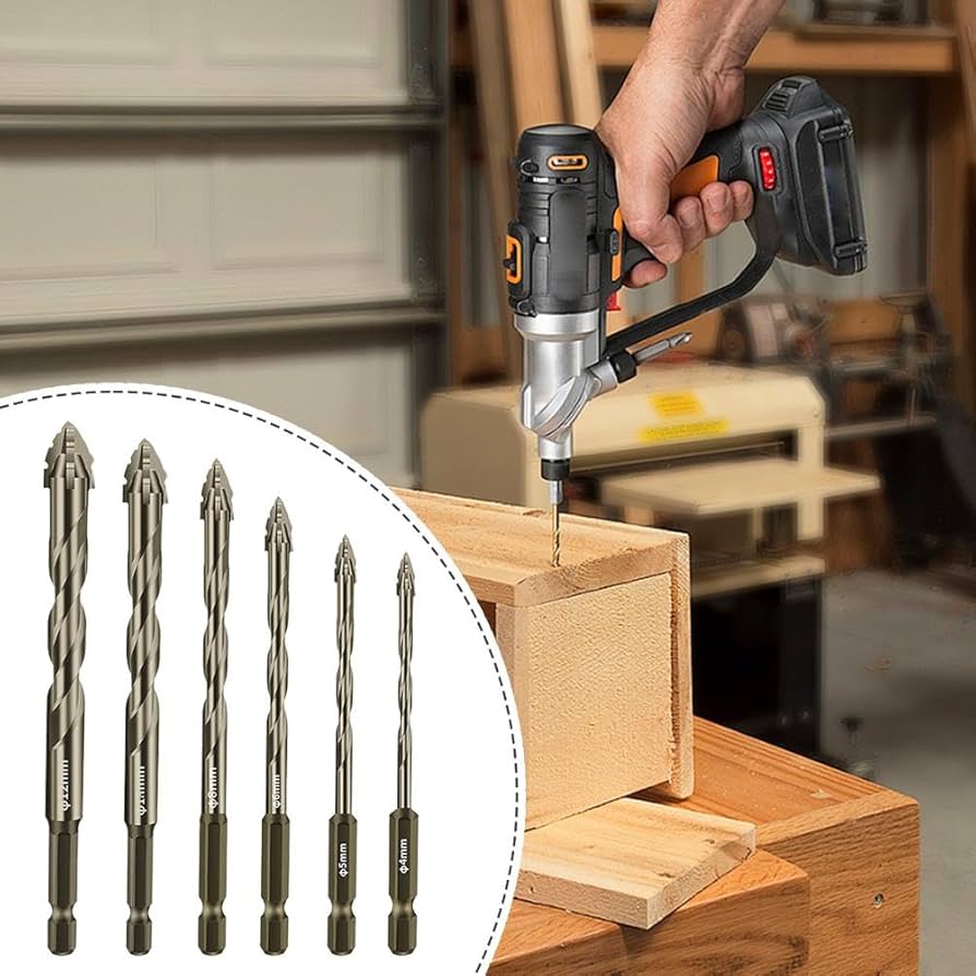 Woyuosn High-strength Eccentric Twist Drill Bit New Four-Flute Sawtooth Eccentric Drill Bit, Cozy Hoome Efficient Drill Bits 6mm/8mm/10mm/12mm Serrated Drill Bit Set