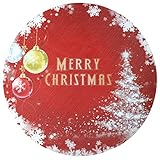 Ginphan Round Christmas Placemats Set of 6 Red Place Mats Indoor for Holiday Kitchen Dining Decor Plastic Vinyl Christmas Placemats Non-Slip Washable Wipeable 15Inch Table Mats