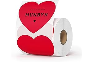 MUNBYN 3" Heart Thermal Stickers, Heart-Shaped Adhesive Sticker Labels
