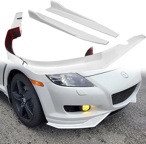 Q1-TECH, 5 piezas de borde delantero + falda lateral Rocker Winglet Canard difusor ala compatible con Mazda RX-8 2004-2008, alerón de barbilla