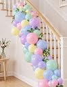 Pop The Party 100 Pcs Pastel Balloons 12 Inch Multicolour Latex Set for Birthday Decoration, Baby Shower, Kids Theme Party Arch Bunch Decor gallery image