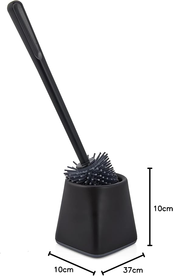 ATA HOME Silicone WC Toilet Bathroom Brush Toilet Brush Black Square