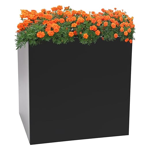 Square Planter, 26 * 26 * 26 Inches Cube Steel Planter Square Indoor Outdoor Planters Square Metal Planters Large Flower Pots for Outdoors for Balconies, Gardens, Decks