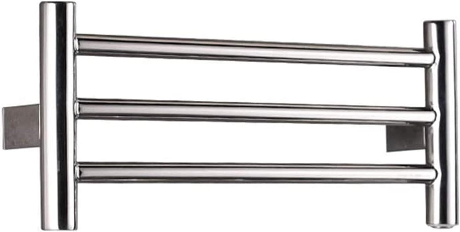 Towel Warmer and Drying Rack, Heated Towel Rack, Wall Mount Towel Heater 3-Bar Stainless Steel Heated Towel Rail for Bathroom, 24W,Pluginwiring