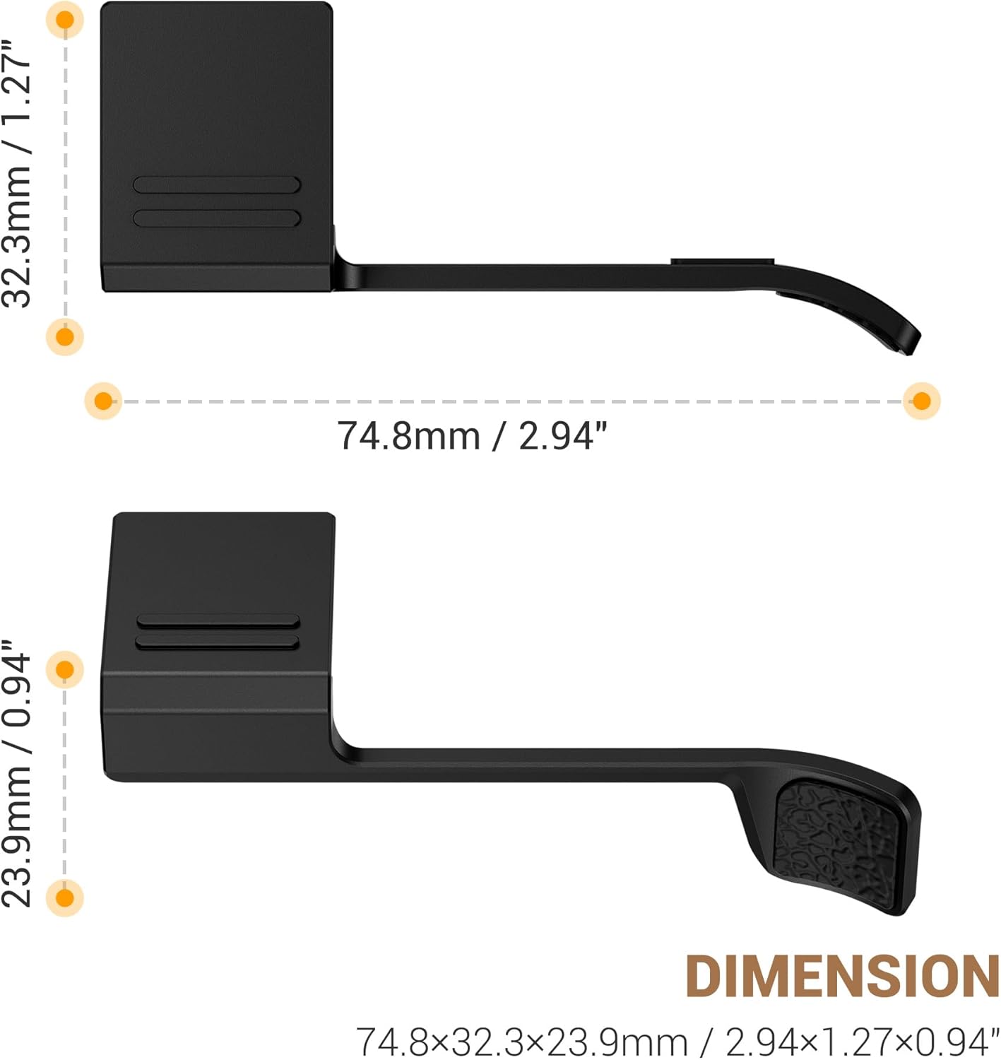 XE5 X-E5 Thumb Grip with Shutter Button & Hot Shoe Full-Coverage Design for Fuji Fujifilm XE5 Thumb Up Grip with Hotshoe Cover Protector Thumb Rest Support Holder Not Affect The Use of Dial - Black - Image 7