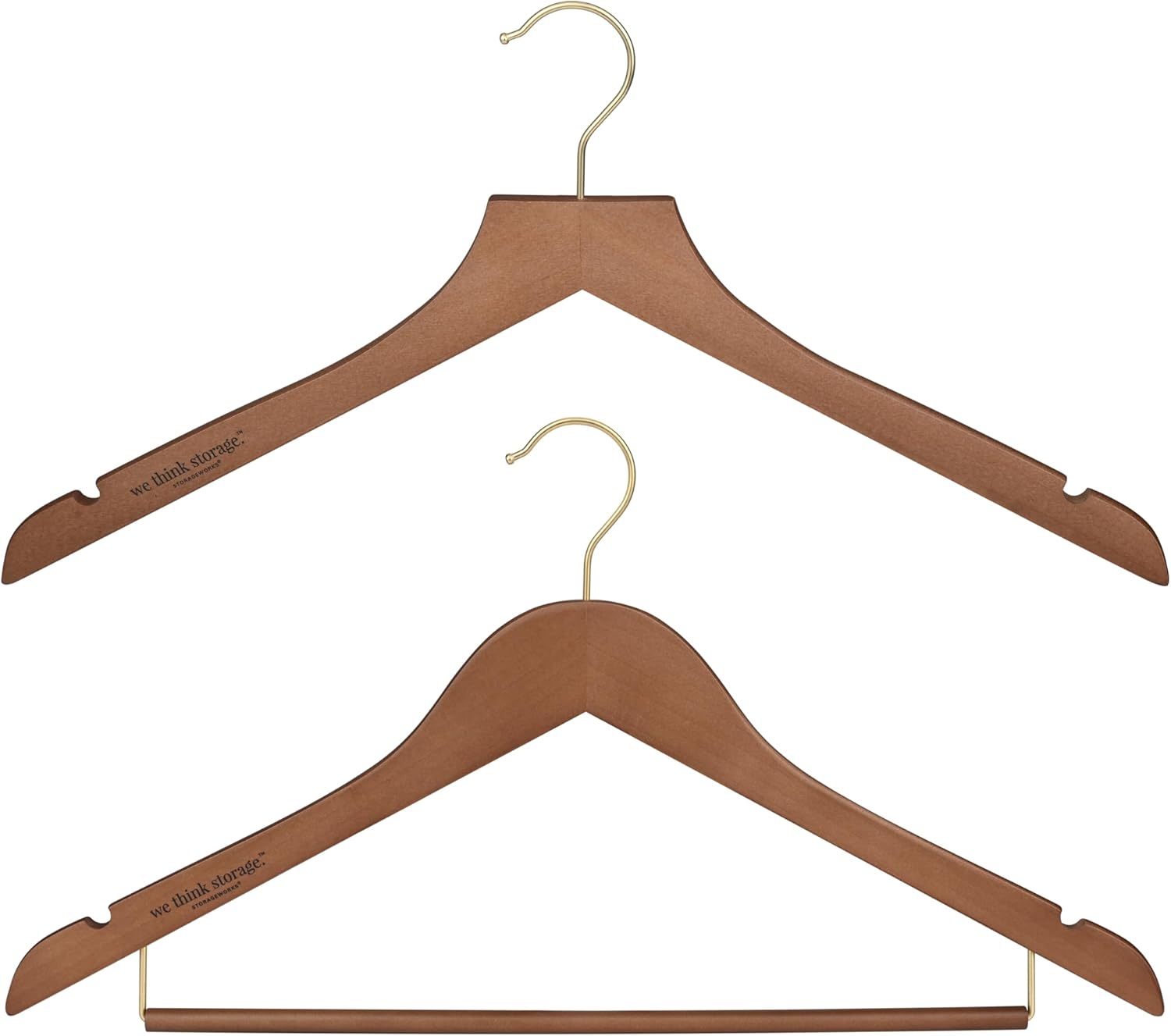 Set of Wooden Hangers 20 Pack & Pant Hanger 10 Pack, Smooth Wood Hangers with 360 Swivel Hook & Notches, Natural Solid Coat Hangers Wooden for Closet