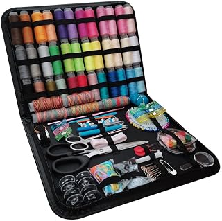 Bolsa De Costura Manual De 206 Piezas, Bolsa De Hilo Y Aguja Negra, Juego De Hilo Y Aguja Portátil