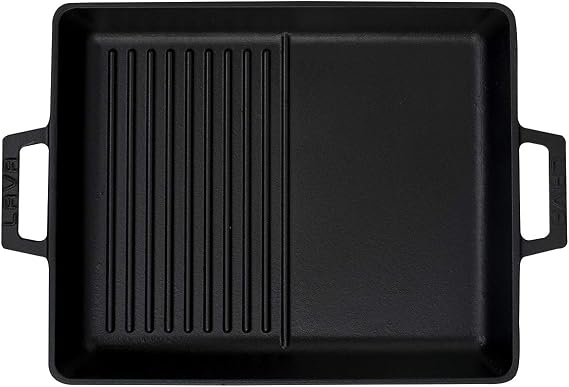 Lava Metal Casting Grid Pan with Metal Handle, 26x32cm, Black