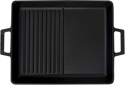Lava Metal Casting Grid Pan with Metal Handle, 26x32cm, Black