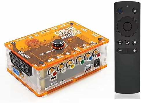 TicKnot ODV-GBS-C Mini Video Converter RGBS Scart/YPbPr to HDMI & VGA Upscaler for Retro Gaming Console PS2/N64/Dreamcast/Saturn with Zero Lag (Tran Blue) (Tran Orange)