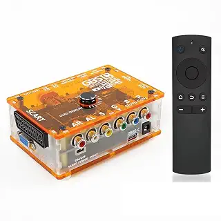 TicKnot ODV-GBS-C Mini Video Converter RGBS Scart/YPbPr to HDMI & VGA Upscaler for Retro Gaming Console PS2/N64/Dreamcast/Saturn with Zero Lag (Tran Blue) (Tran Orange)