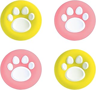 2025 New Thumb Grip Silicone Cap, Controller Accessories Joystick Caps for Swtich, Yellow Background with White Claws Pink Base with White Claws Cute Paw Print Good Size