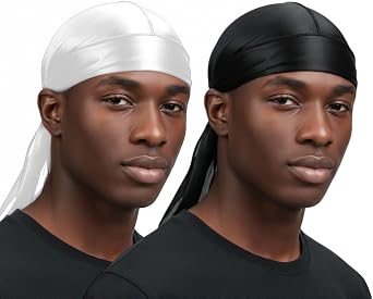 Silky Satin Durags for Men Women Durag Silk Satin Du Rags Long Tail Do Rag Cap Designer Doo Rags Cap Headwrap for Waves