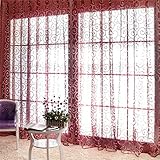Location:Window CTOBB Window Curtains 1M*2M Sheer Voile Tulle for Bedroom Living Room Balcony Kitchen Printed Tulip Pattern Sun-Shading Curtain,Burgundy,1x2M