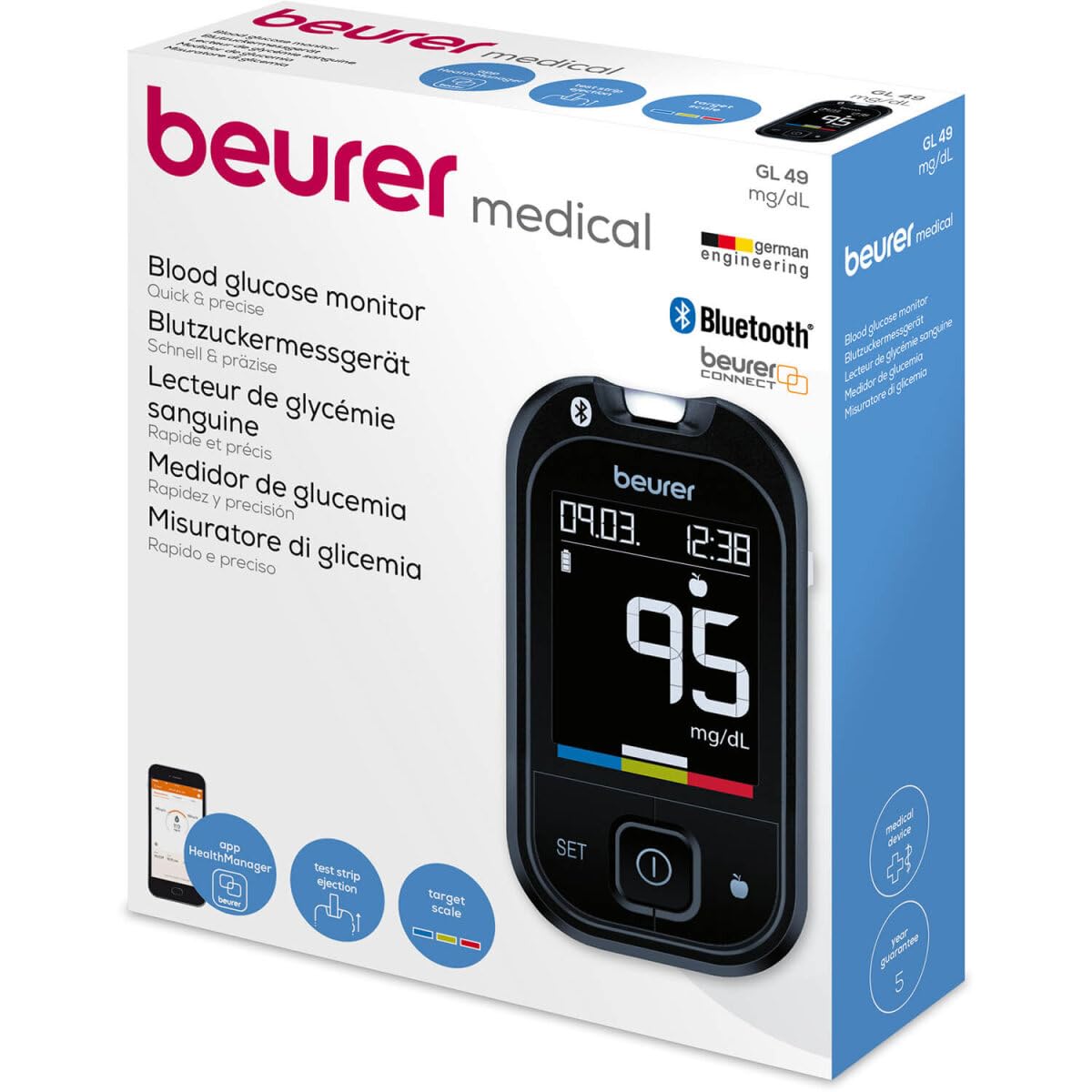 Beurer Medical GL 49 mg/dL Blood Glucose Monitor Set