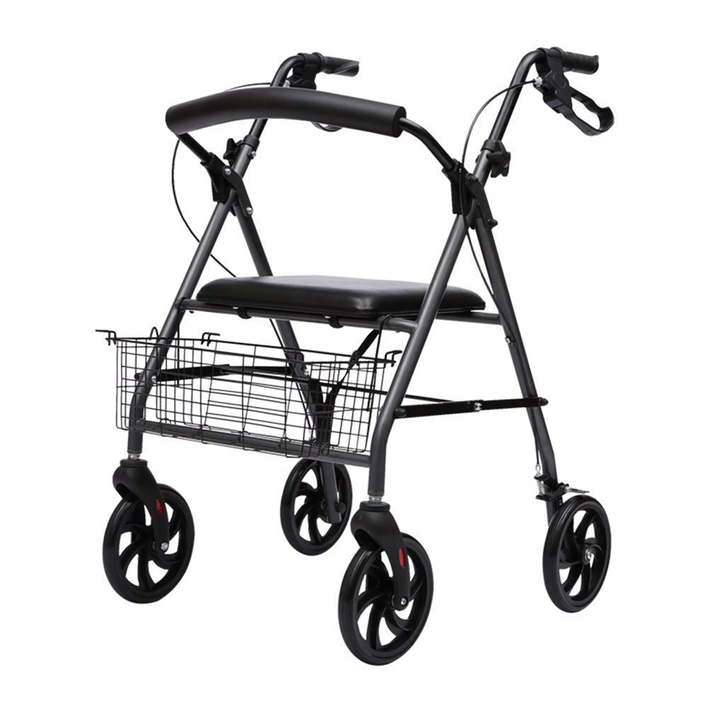 Składany Chodzik Typu Rollator Chodziki Typu Rollator, Składany Chodzik Typu Roller Z Hamulcem Ręcznym Aluminiowe Pomoce W Poruszaniu Się Z Regulowanym Podłokietnikiem Siedziska Lekki Chodzik Dla Sen