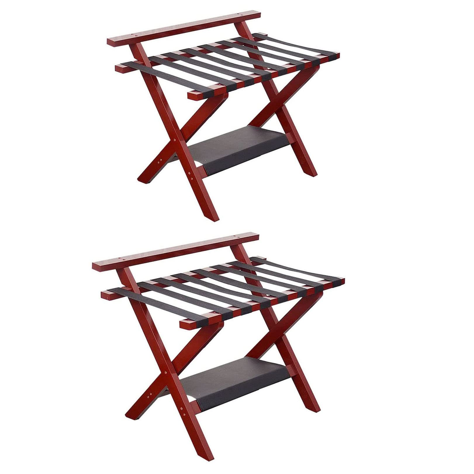 FENOKD 2 Layer Luggage Rack - 2 Pack Folding Suitcase Stand, Hotel/Room Foldable Suitcase Holder, for Home Bedroom Guest Room Hotel,Wine Red