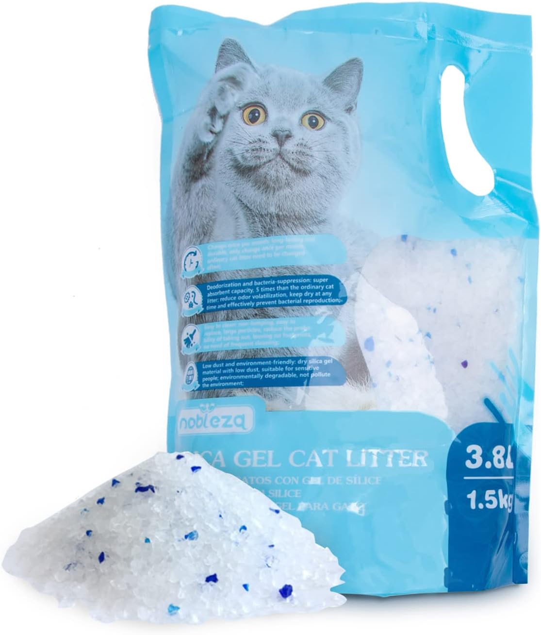 Silica Cat Litter Diamond Gel kitten Litter 3.8L Absorbent, Comfortable Biodegradable