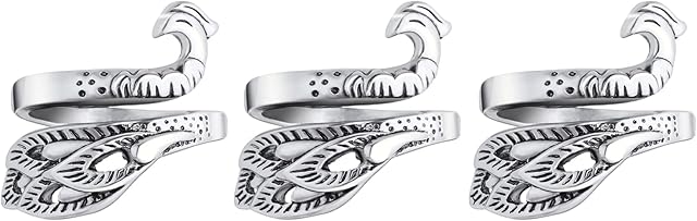 Yolev 3 Pieces Adjustable Knitting Crochet Loop Ring Knitting Accessories Braided Peacock Open Finger Ring Adjustable Braided Ring for Faster Knitting