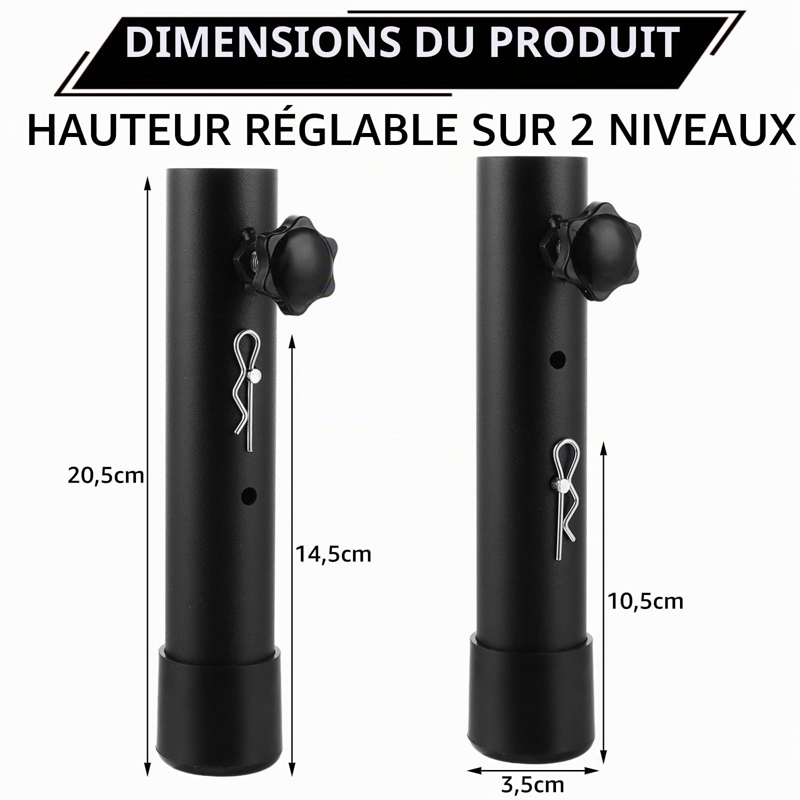 DAJAVE - Lot de 4 rallonges de pieds de table pliables, rehausseurs réglables pour pieds de table incurvés, hauteur réglable jusqu'à 20 cm