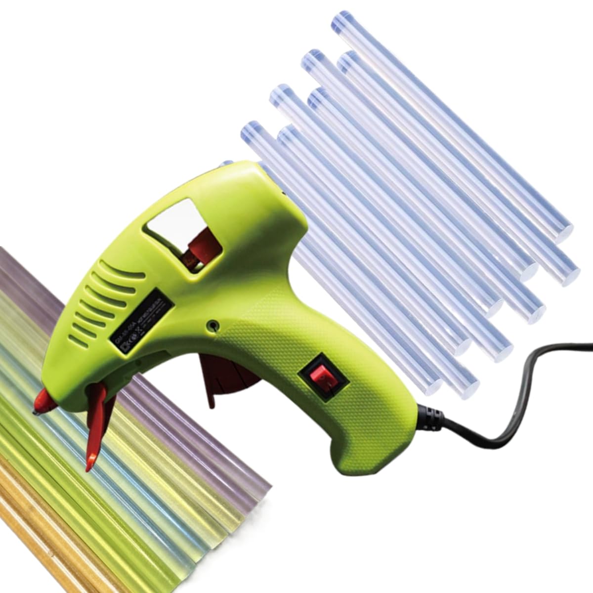 Sealing Wax Hot Melting Glue Gun with 30 Pack Clear & Rainbow Translucent Wax Seal Sticks for Stamps, Art & Craft Kit for DIY Projects, Letters, Envelopes, Invitations