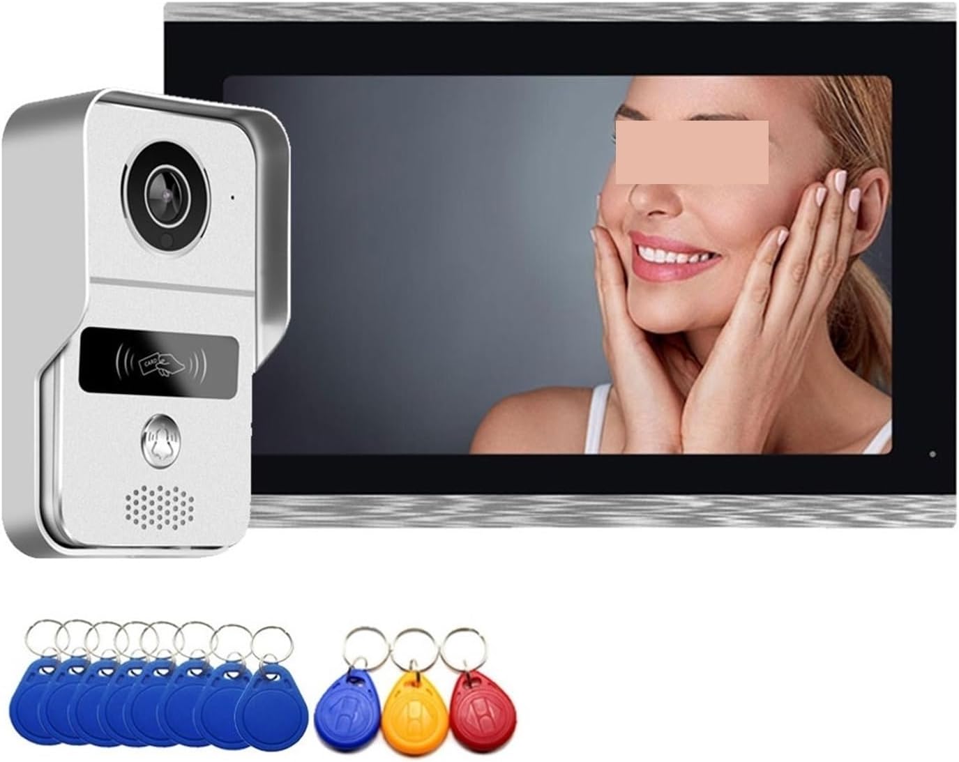 10 Inch Touch Screen Monitor Wireless Wifi Smart Video DoorPhone Intercom System Doorbell Camera with 1080P Wired Doorbell See More At Your Door(Silver LCD Add 32G TF Card)