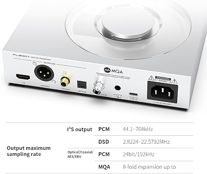 SMSL PL200T CD Player, HiFi MQA-CD Transport USB/Clock Input Optical/Coaxial/IIS/AES/EBU Output 32Bit/768kHz DSD512 P.A.S.S. System Desktop Audio Player