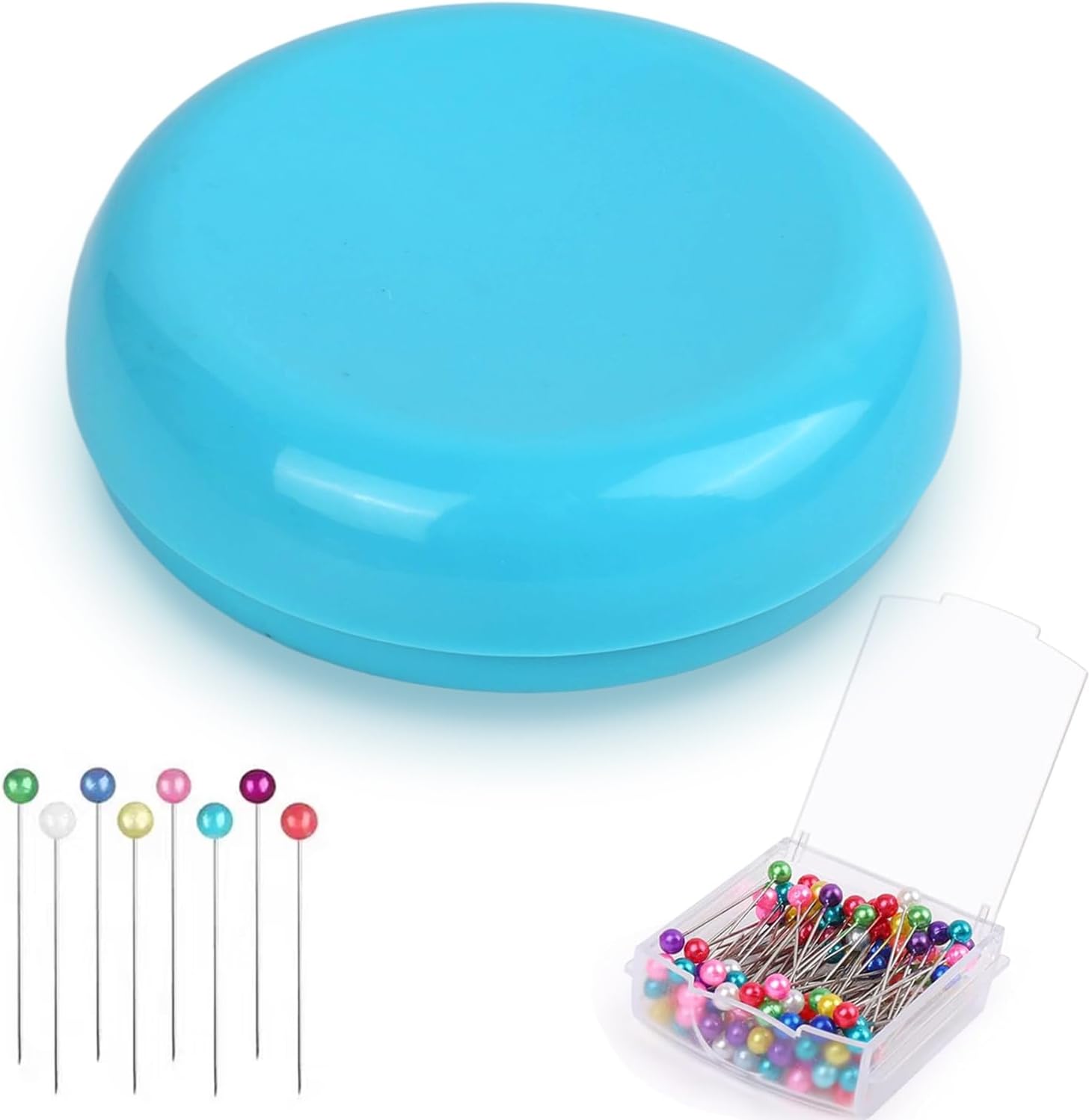 Oukitoymer Magnetic Pin Cushion with 100pcs Butterfly Head Straight Pins, Bobby Pin Holder for Sewing, Magnet Needle Cushion, Paper Clip Collector, Secure Pin Storager, Sewing & Quilting Accessories