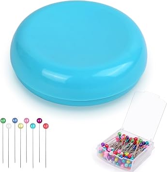 Oukitoymer Magnetic Pin Cushion with 100pcs Butterfly Head Straight Pins, Bobby Pin Holder for Sewing, Magnet Needle Cushion, Paper Clip Collector, Secure Pin Storager, Sewing & Quilting Accessories