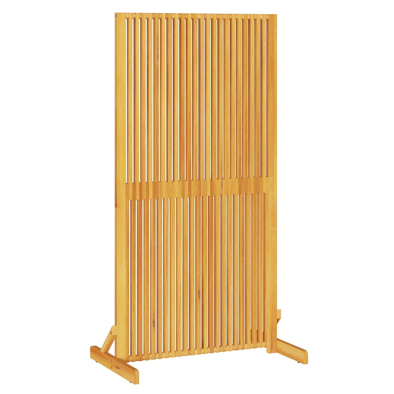 Brązowy ekran prywatności 79,5 x 50 x 150 cm | Lite drewno akacjowe, składane, do użytku wewnątrz i na zewnątrz, łatwy montaż