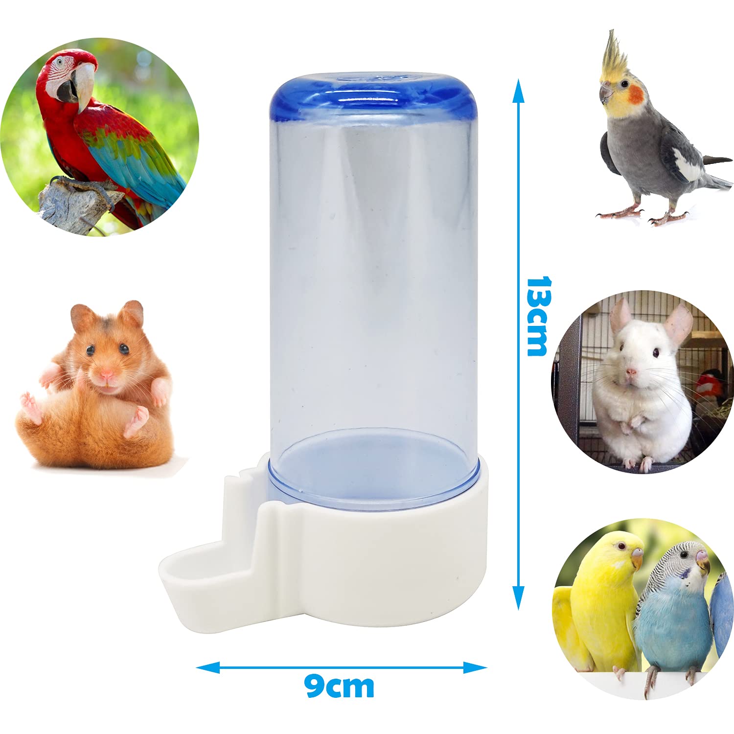 BPS Comedero Bebedero para Jaula Grande Loro Conejo Tamaño L 13 cm