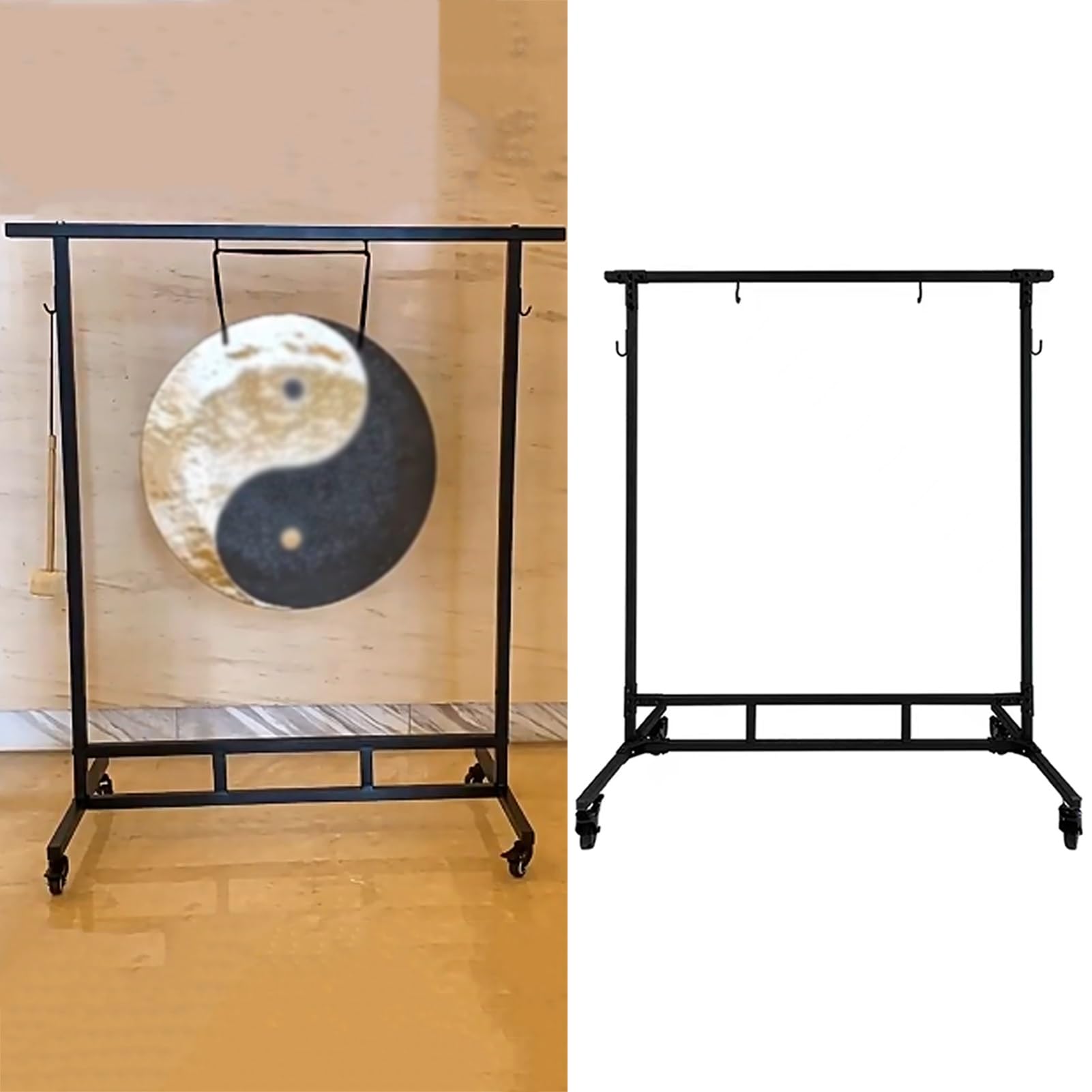 Soporte portátil para gong con sistema de polea para percusionistas e intérpretes o ejecutantes