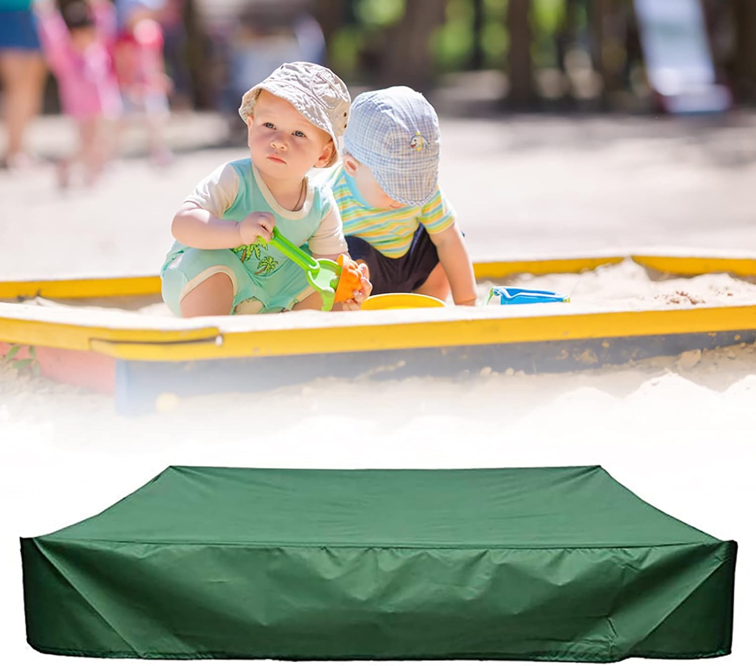 Sandbox Cover with Drawstring Sandpit Pool Cover,Sandbox Protection Cover Square Green Beach Sandbox Canopy,Oxford Waterproof Dustproof Sandpit Pool Cover for Kids Toy Protection Outdoor Garden : Toys & Games