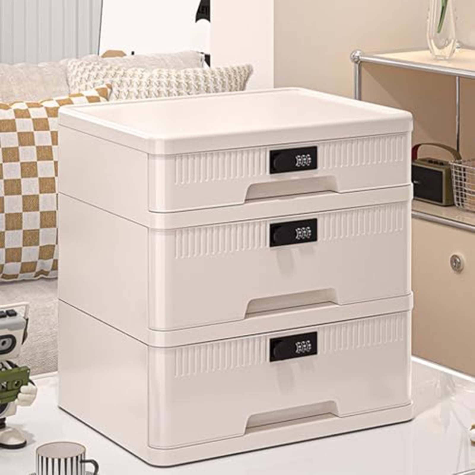 GUODDM Desktop Document Cabinet - Lockable Storage Box With Combination Lock – A4 Size File Organizer For Office, Home & Dormitory, For Papers, Folders Supplies(3-layersA)