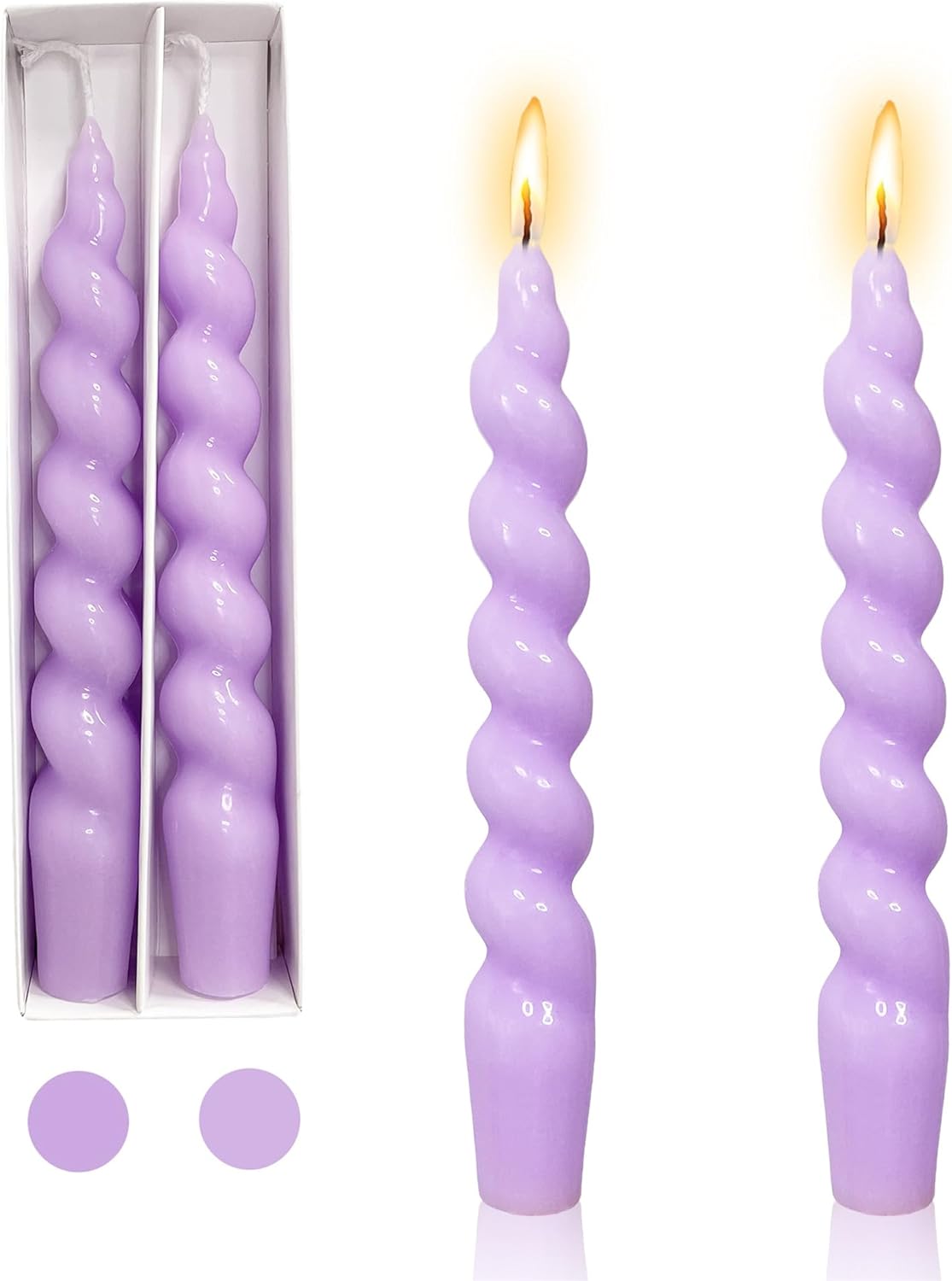 4pcs Print Taper Candle White Spiral Candlesticks - Blue and Green Handmade Twisted Candle Short Candle Sticks 7Inches Tapered Candles for Home Party Wedding Women Gifts