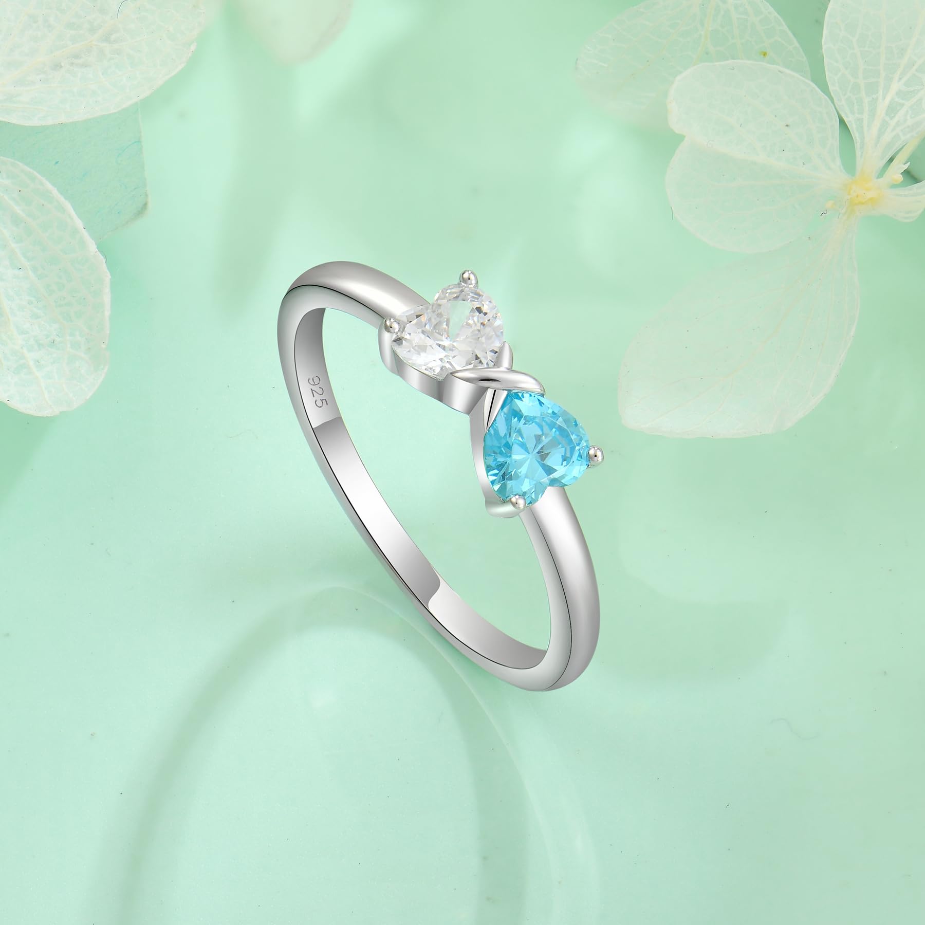 starchenie Anillo Mujer Plata de Ley 925 con Circonita Corazón lazo Promesa Joyeria Aniversarios San Valentín