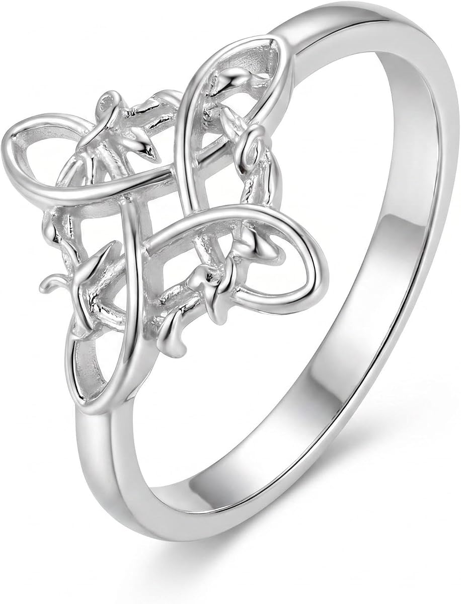 Witches Knot Ring Nudo De Bruja Jewelry Original Tetragrammaton Amuleto de Proteccion 925 Sterling Silver Wicca Moon Irish Celtic Ring Jewelry Gift for Women