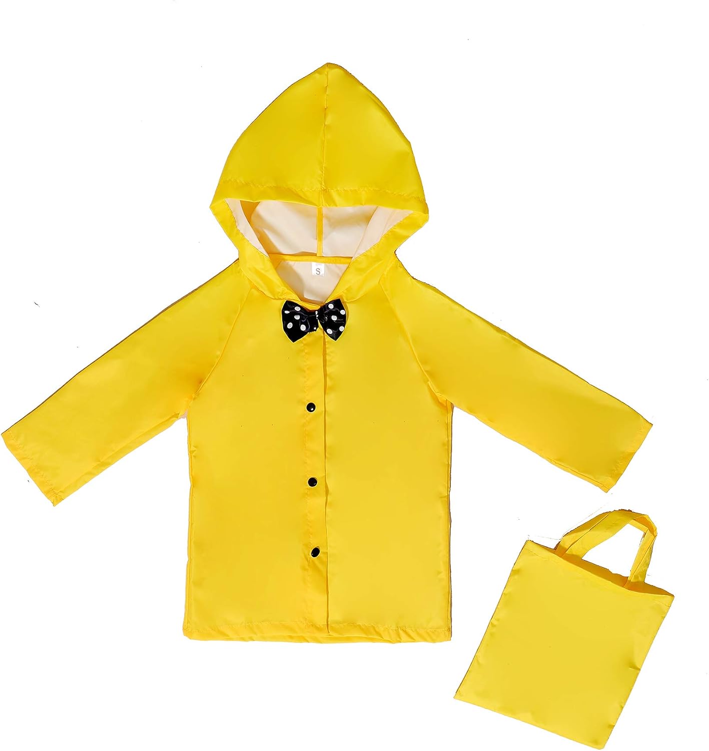 Age 2~10 Kids Hooded Button Down Jacket Rain Jacket Raincoat with Bow Cover Long Rainwear