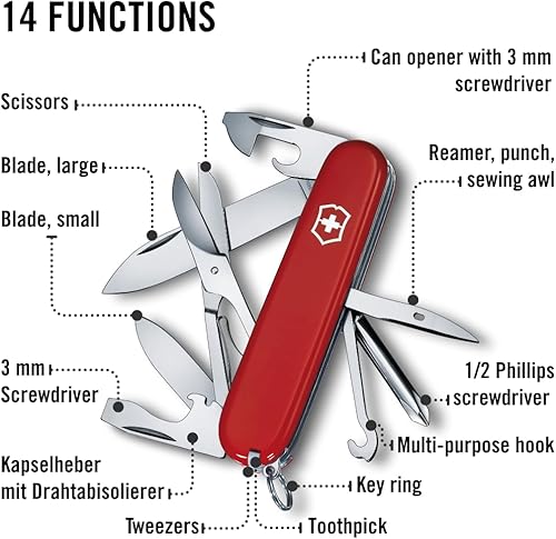 Miniatura 4 de Victorinox Super Tinker - Cuchillo suizo del ejército, cuchillo de bolsillo de 14 funciones fabricado en Suiza con hoja grande, 2 destornilladores y