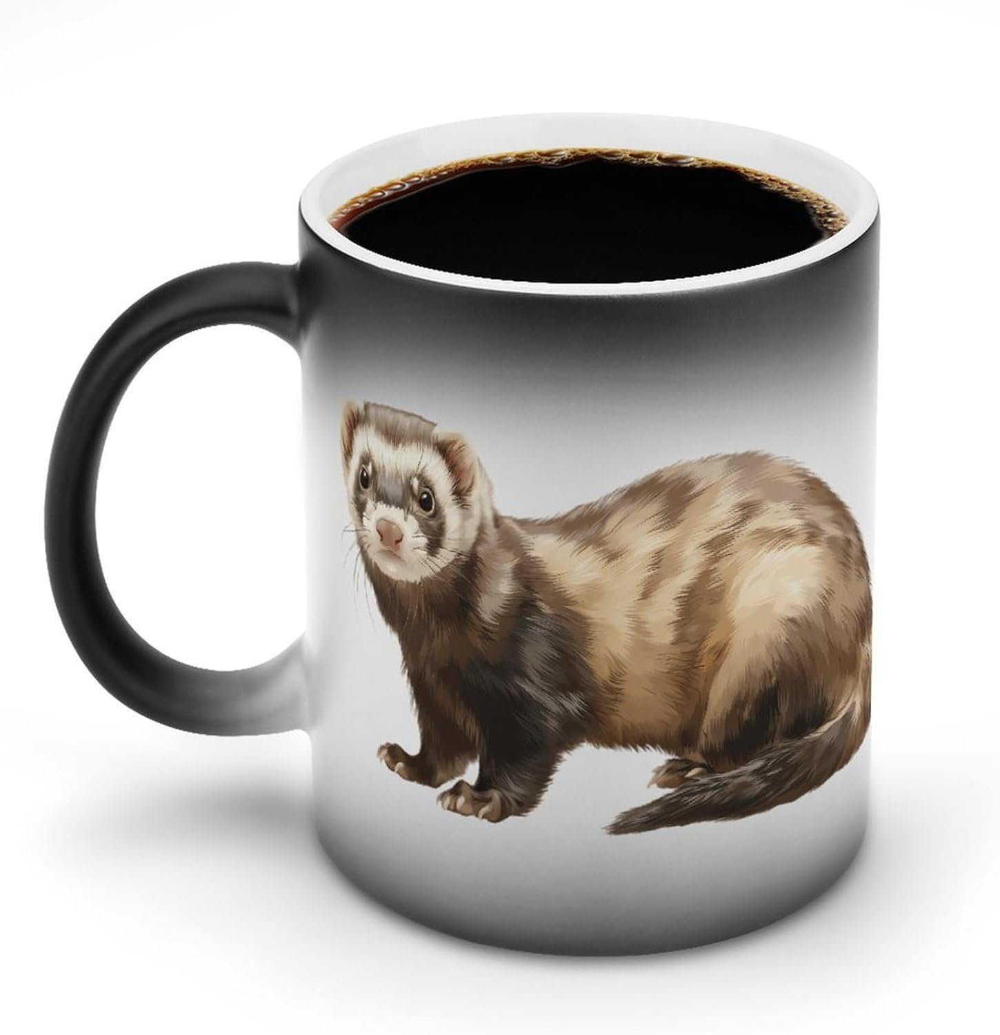 Cute Ferret Animals Color Changing Mug Heated Ceramic Cup Heat Sensitive Coffee Mug Fun Gift