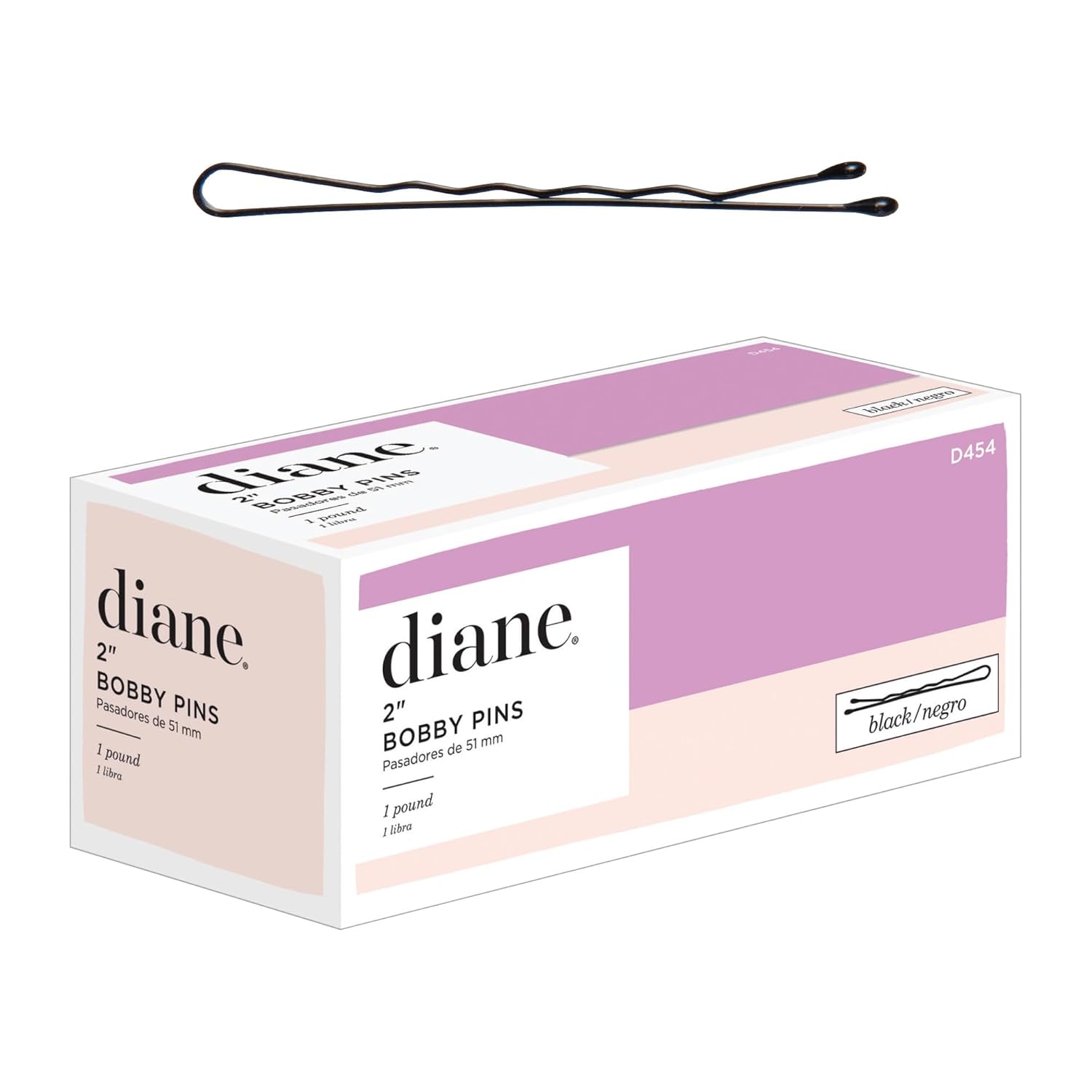 Diane 2-Inch Black Bobby Pins, 1 lb Bulk Pack (600 Pins) - Crimped Secure Hold for Updos, Buns & Hairstyles