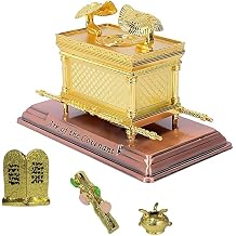Ark of The Covenant Replica 11" x 6" - Includes The Ten Commandments Tablets, Aaron's Rod, and Manna Vessel for Biblical Display