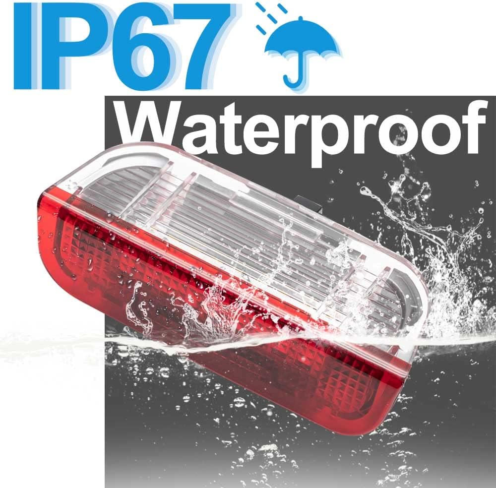 5Pcs LED Courtesy Door Light Rear Hatch Lamp for Volkswagen Touareg 2011-2017 Courtesy Puddle Door Lamp Powered by High Power SMD Red+White Lens