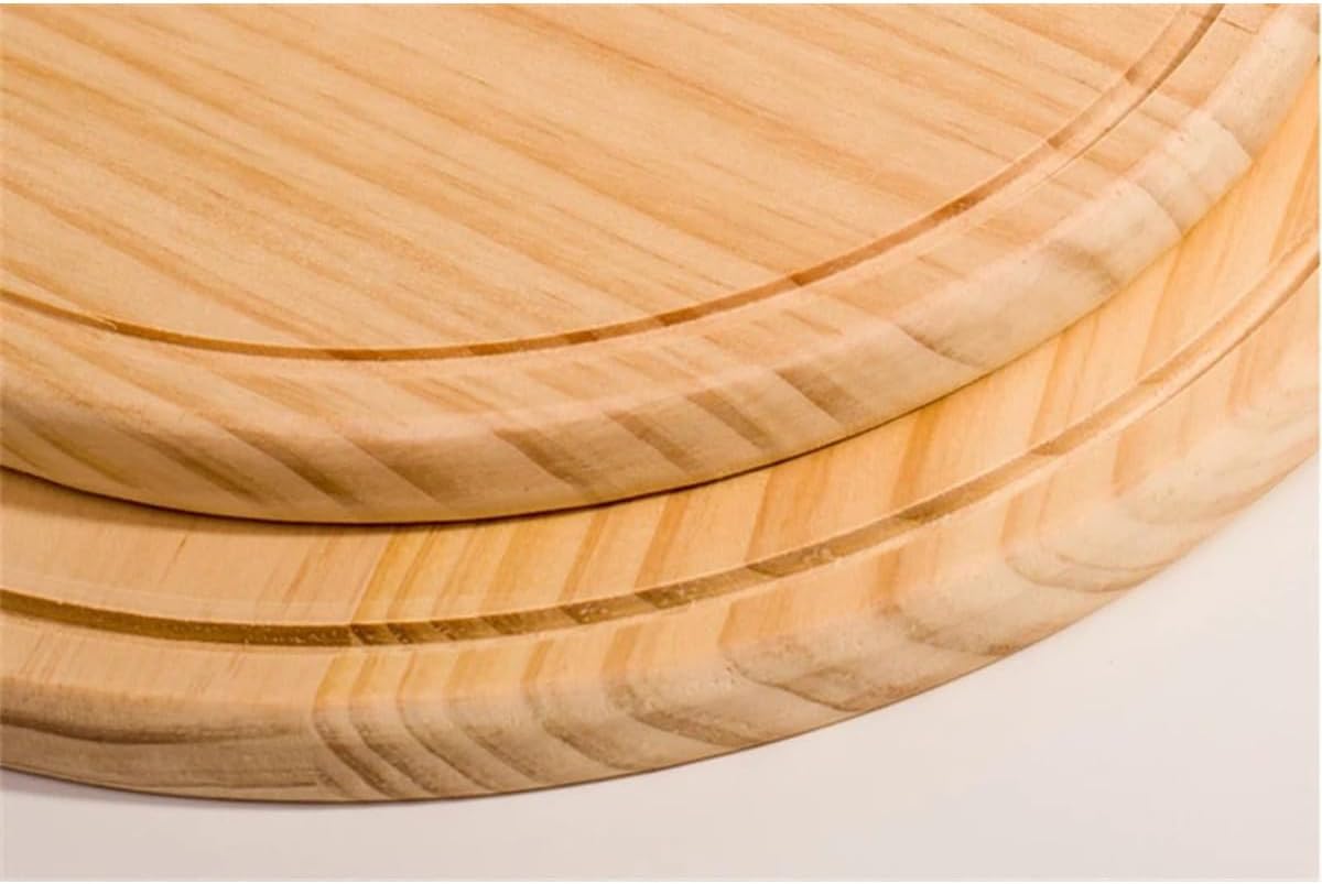 Queenbox 11in Round Wood Pizza Peel, Cutting Serving Board Cheese Spatula Paddle with Handle for Kitchen Baking Cake Bread Food Vegetable Meat