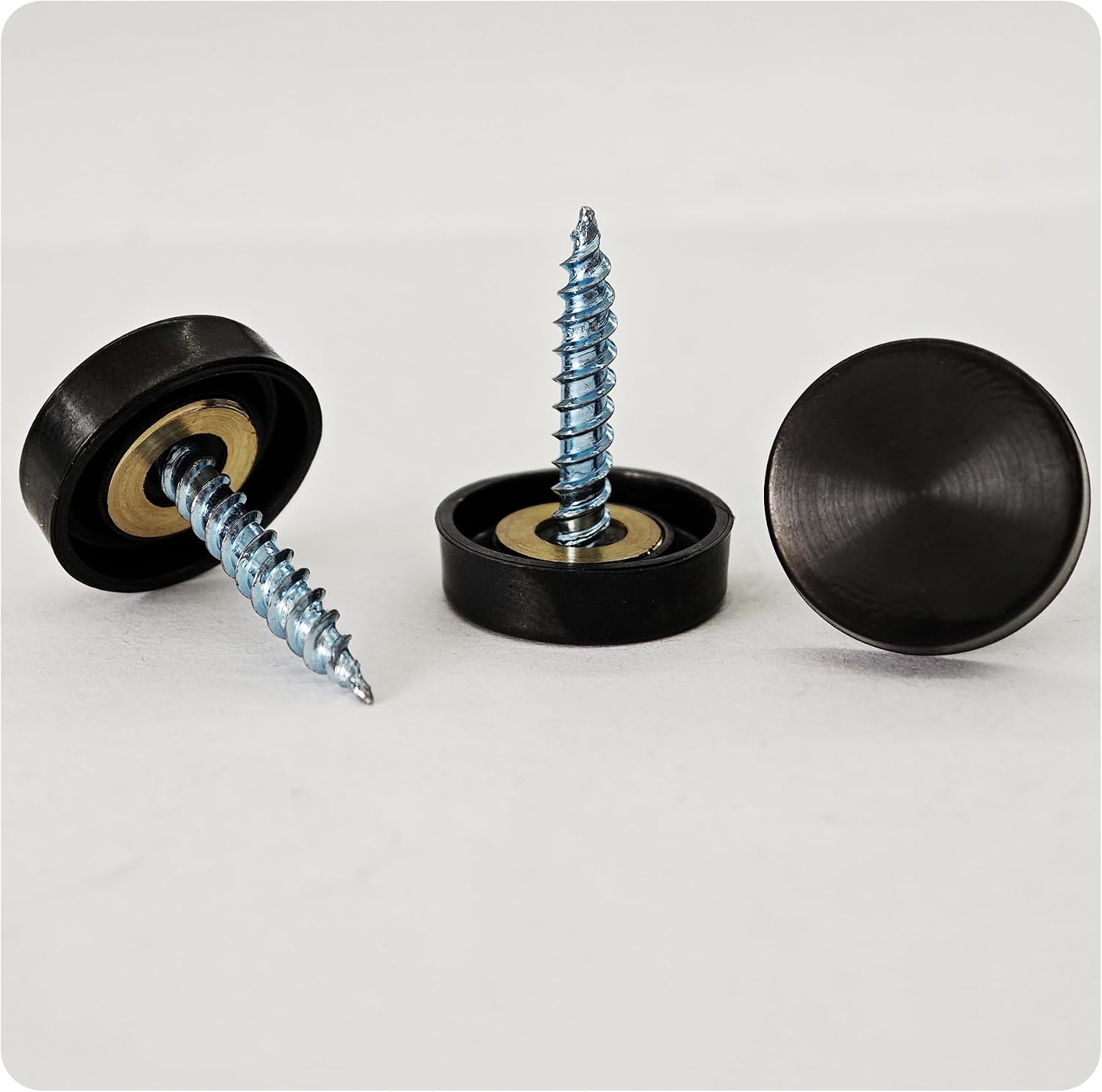 12PCS 3/5" Mirror Screws Decorative Cover Caps, Sign Advertising Screws, Mirror Screw Fasteners Nails, Black Stainless Steel